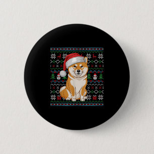 Ugly Shiba Inu Dog Lovers Xmas Sweater Santa Chris 6 Cm Round Badge
