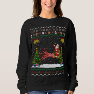 Ugly Squid Xmas Gift Santa Riding Squid Christmas Sweatshirt