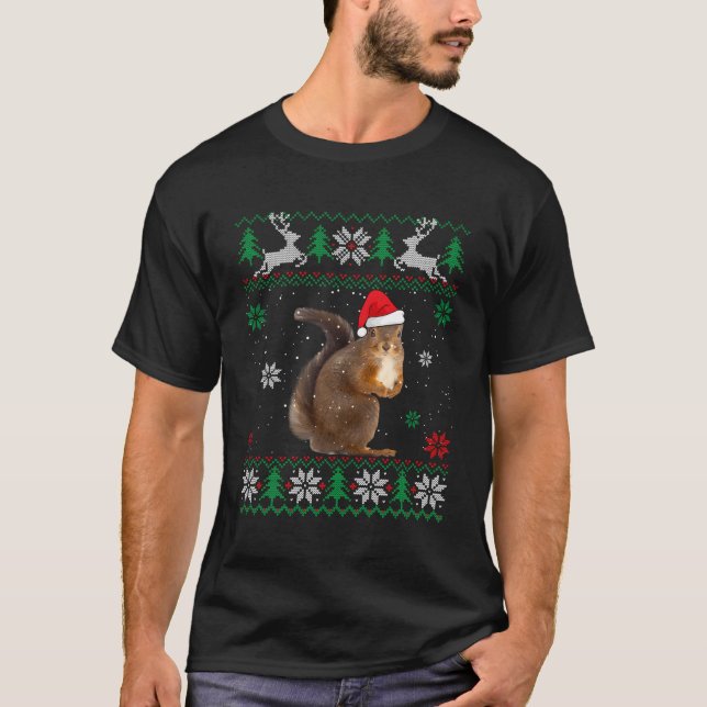 Ugly Squirrel Santa Animals T-Shirt (Front)