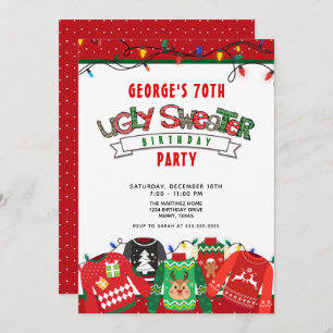 Ugly Sweater 70th Birthday Party Invitation