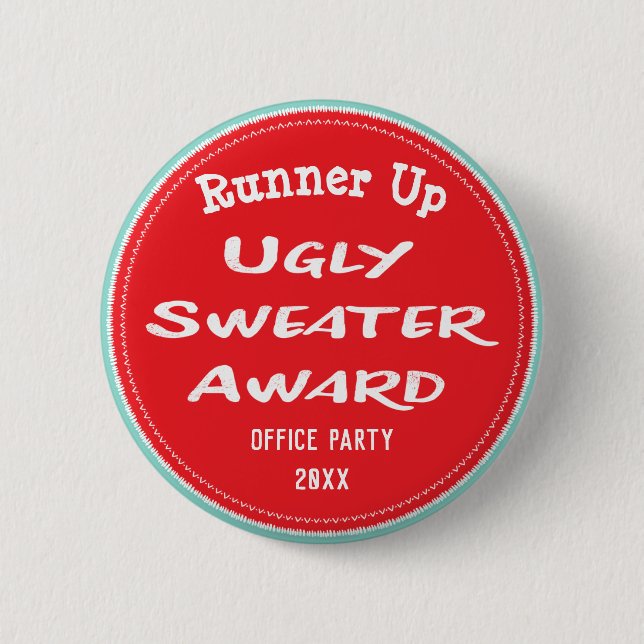 Ugly Sweater Award Office Party Runner Up 6 Cm Round Badge (Front)