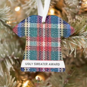 Ugly Sweater Award Plaid YEAR Holiday Festive Fun Ornament