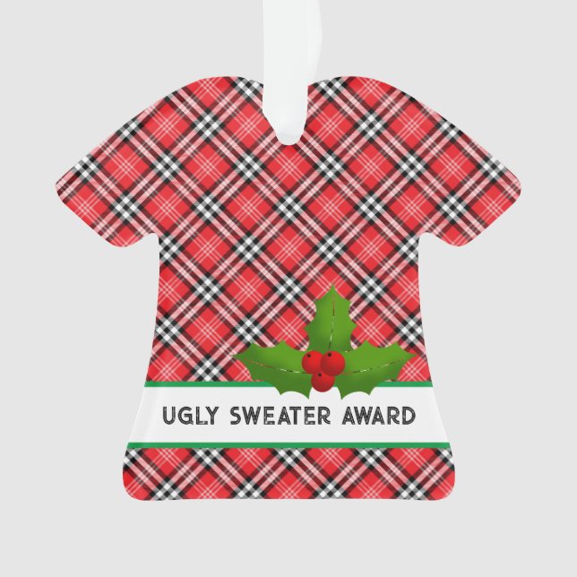 Ugly Sweater Award Year Festive Fun Party Favour Ornament (Front)
