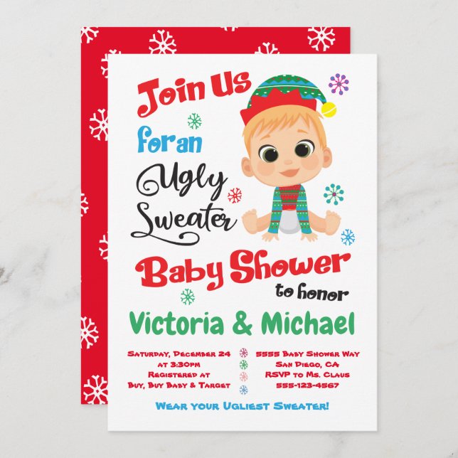 Ugly Sweater Baby Shower Invitation (Front/Back)