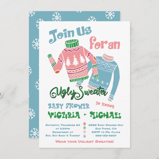Ugly Sweater Baby Shower Invitation (Front/Back)
