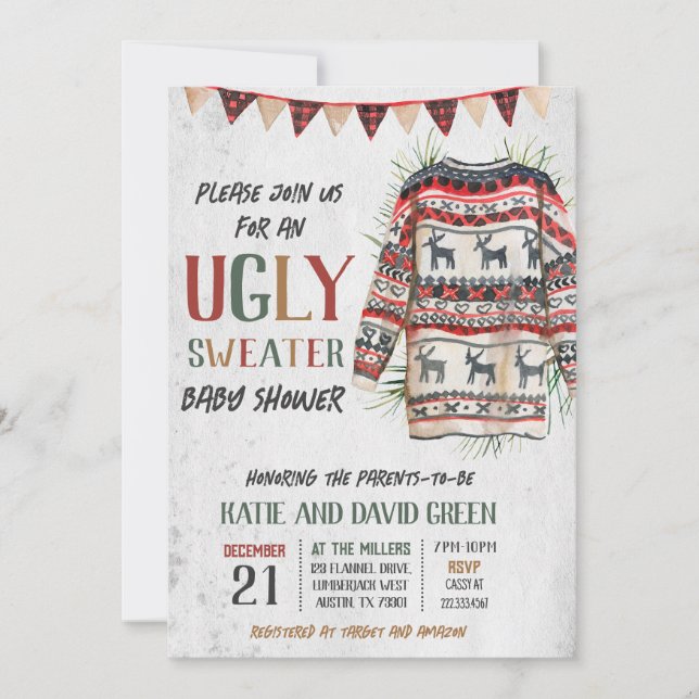 Ugly Sweater Baby Shower Invitation (Front)