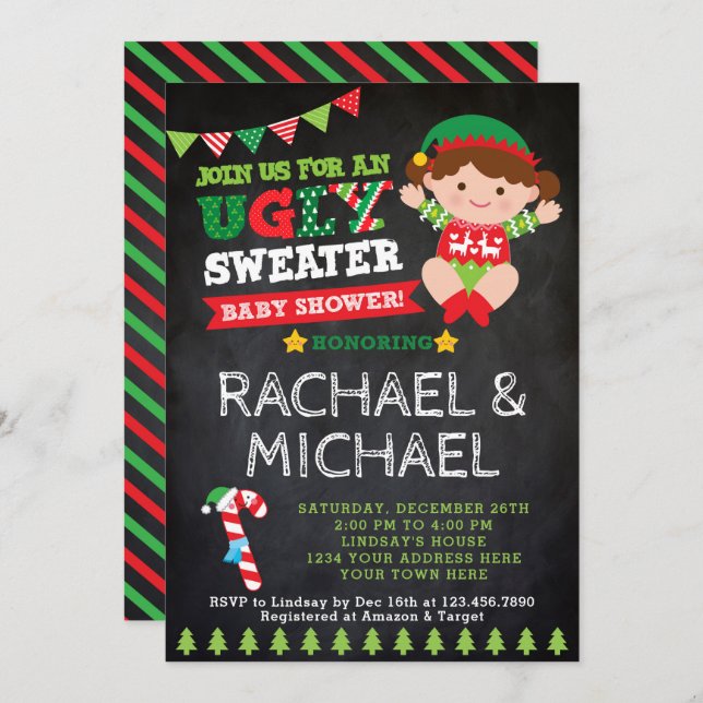 Ugly Sweater Baby Shower Invitation (Front/Back)
