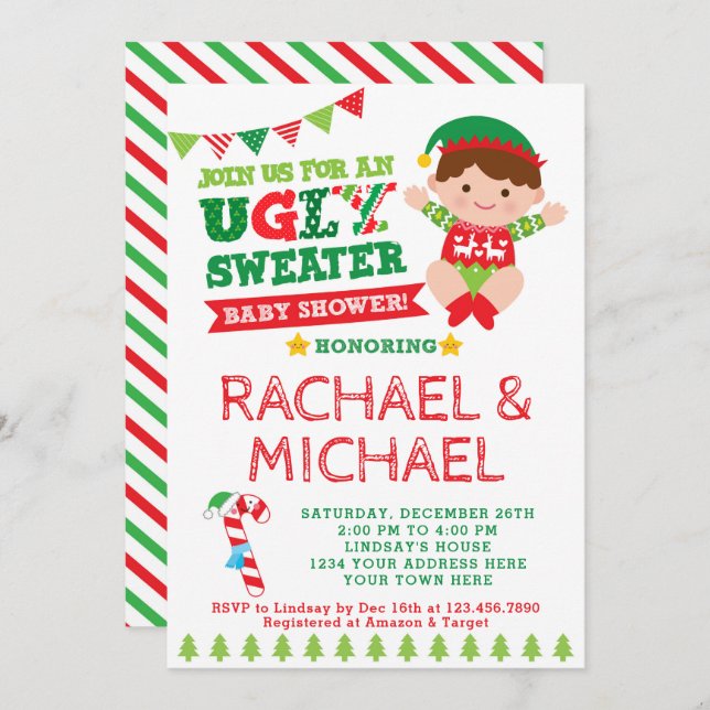 Ugly Sweater Baby Shower Invitation (Front/Back)