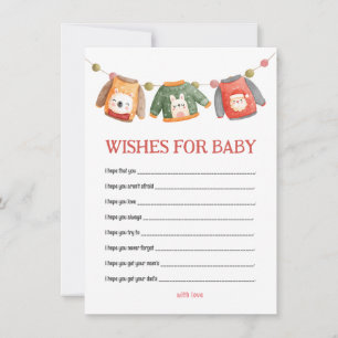 Ugly Sweater Baby Shower Wishes for Baby Note Card