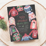Ugly Sweater | Chalkboard Budget Christmas Party<br><div class="desc">[All text is editable on these Christmas party invitations!] Ugly sweater holiday party! A costume party design, perfect for festive family fun! Perfect for Christmas party, holiday party, housewarming party, white elephant, secret Santa, pajama party, birthday party, and more! Theme features hand-painted knitted sweaters, a chalkboard background, and cheerful typography...</div>
