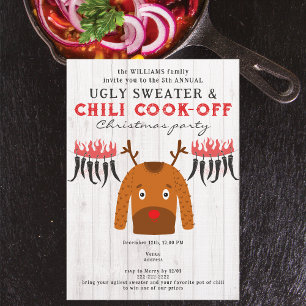 Ugly Sweater & Chili Cook Off Christmas Party Invitation