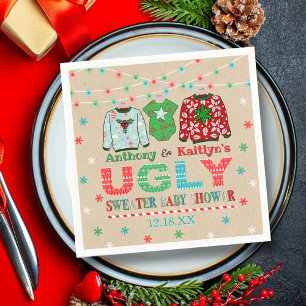 Ugly Sweater Christmas Baby Shower Napkin
