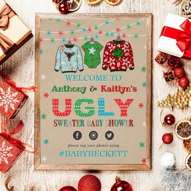 Ugly Sweater Christmas Baby Shower Welcome Poster (Creator Uploaded)