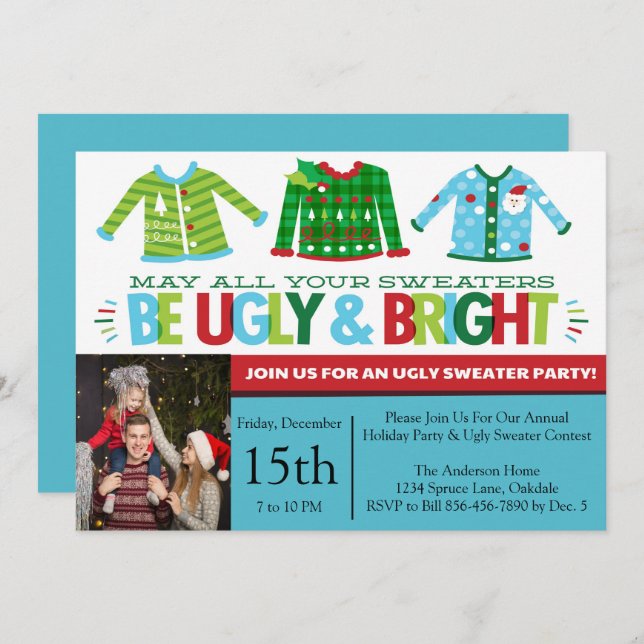 Ugly Sweater Christmas celebration Party Invitation (Front/Back)