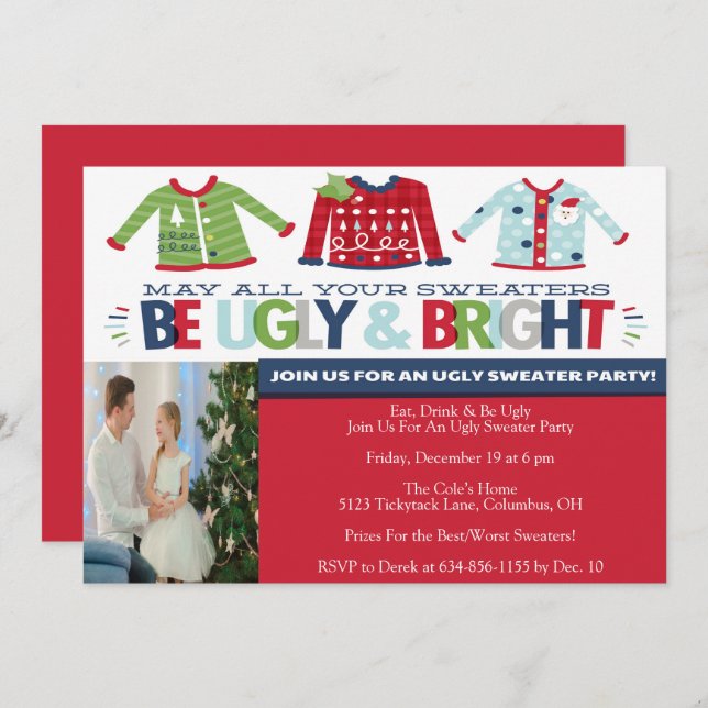 Ugly Sweater Christmas celebration Party Invitation (Front/Back)