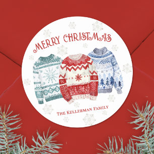 Ugly Sweater Christmas Classic Round Sticker