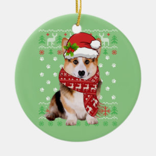 Ugly Sweater Christmas Corgi Dog Puppy Xmas Pajama Ceramic Ornament