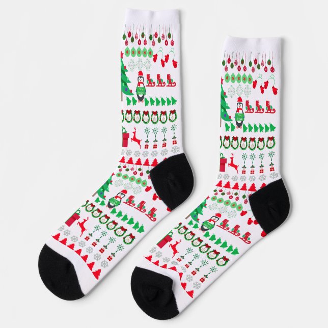 Ugly Sweater Christmas Elements Socks (Left)