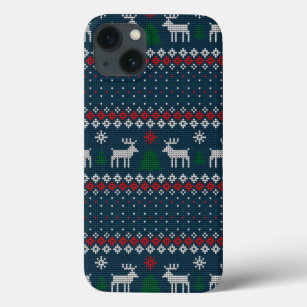 Ugly Sweater Christmas Faux Knit Pattern iPhone 13 Case