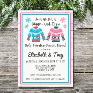 Ugly Sweater Christmas Gender Reveal Invitation
