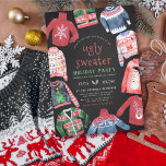 Ugly Sweater | Christmas Holiday Party Chalkboard Invitation<br><div class="desc">[All text is editable on these Christmas party invitations!] Ugly sweater holiday party! A costume party design, perfect for festive family fun! Perfect for Christmas party, holiday party, housewarming party, white elephant, secret Santa, pajama party, birthday party, and more! Theme features hand-painted knitted sweaters, a chalkboard background, and cheerful typography...</div>