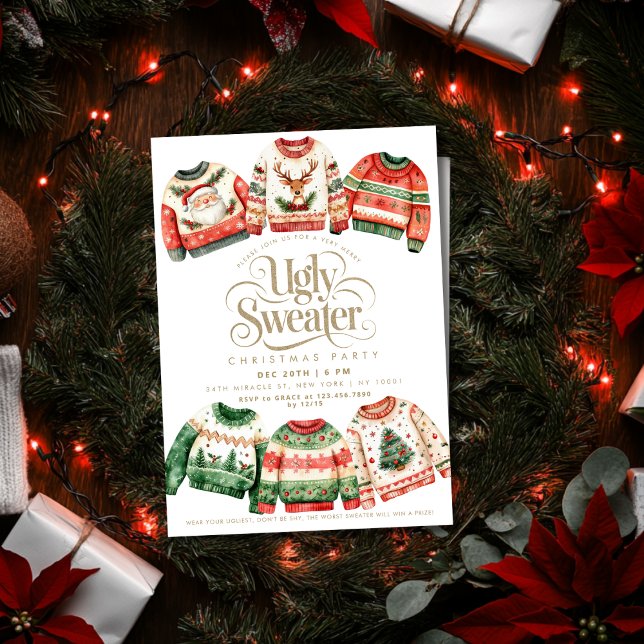 Ugly Sweater Christmas Holiday Party Invitation (Creator Uploaded)