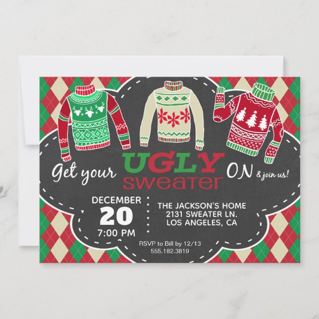 Ugly Sweater Christmas Holiday Party Invitation (Front)