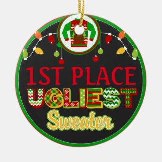 Ugly Sweater Christmas Holiday Winner Prize Ceramic Ornament