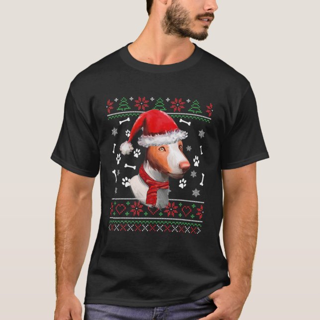Ugly Sweater Christmas Ibizan Hound Santa Hat Paja (Front)