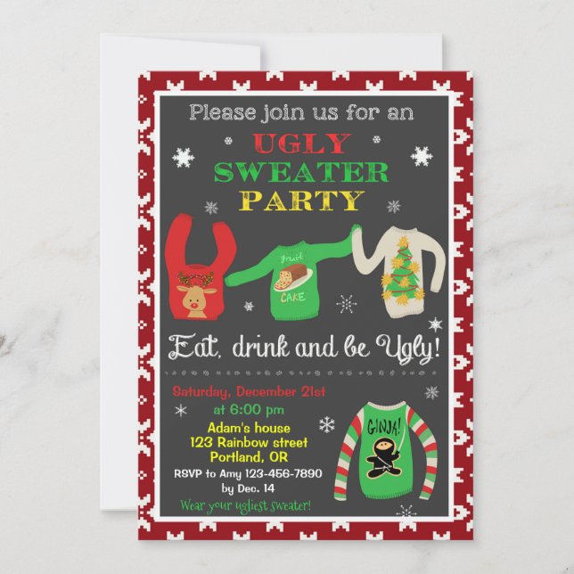 Ugly sweater christmas invitation Christmas party (Front)
