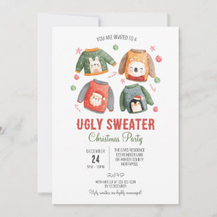 Ugly Sweater Christmas Invitation, Family Dinner Invitation