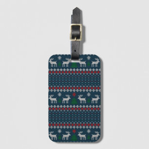 Ugly Sweater Christmas Knit Look Pattern Luggage Tag