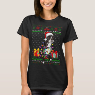 Ugly Sweater Christmas Lights Boston Terrier Dog L
