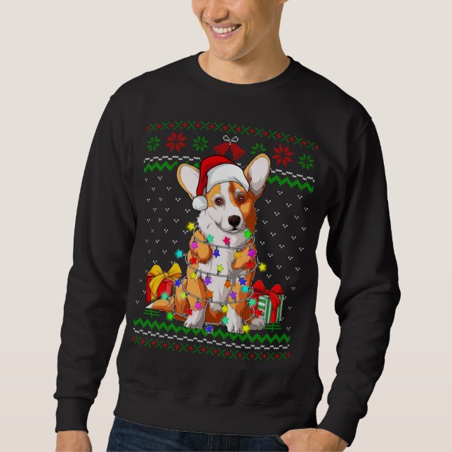 Ugly Sweater Christmas Lights Corgi Dog Lover (Front)