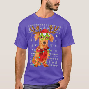 Ugly Sweater Christmas Lights Dachshund Dog Puppy