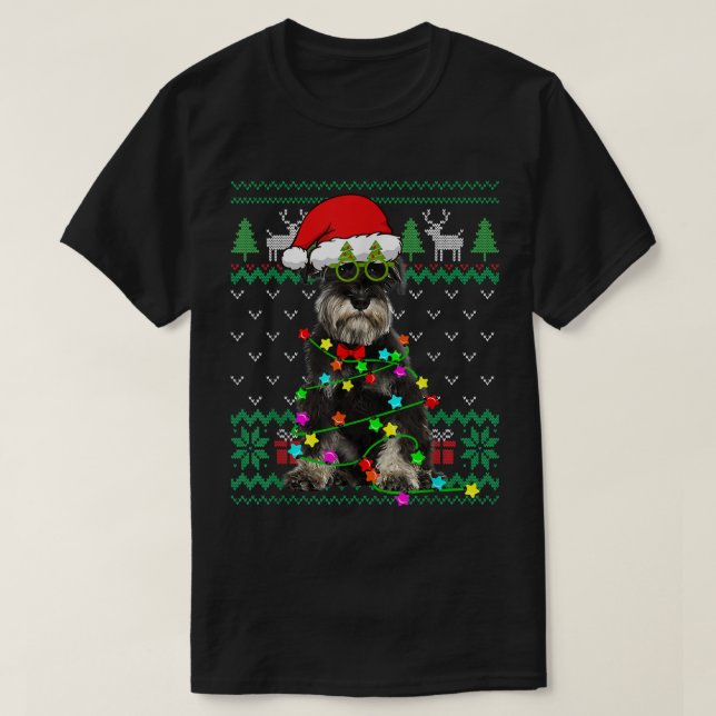 Ugly Sweater Christmas Lights Schnauzer Dog Puppy  (Design Front)
