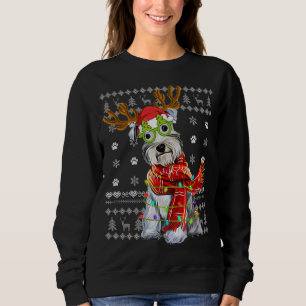 Ugly Sweater Christmas Lights Schnauzer Dog Puppy 