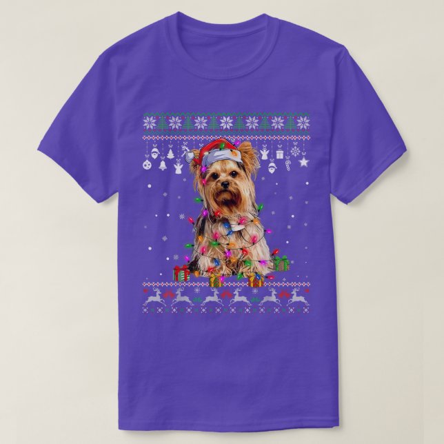 Ugly Sweater Christmas Lights Yorkshire Terrier Do (Design Front)