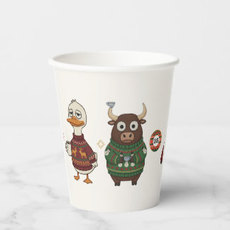 Ugly Sweater Christmas Party Characters Paper Cup