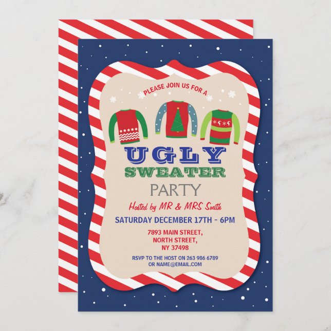 Ugly Sweater Christmas Party Holidays Jumper Invitation (Front/Back)