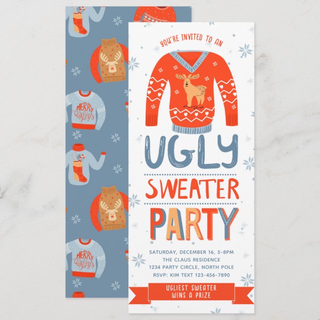 Ugly Sweater Christmas Party Invitation  (Front/Back)