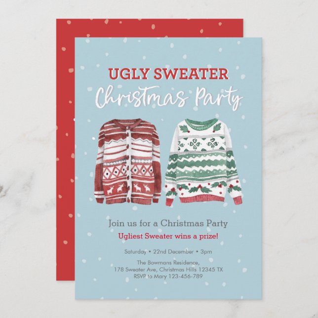 Ugly Sweater Christmas party Invitation (Front/Back)