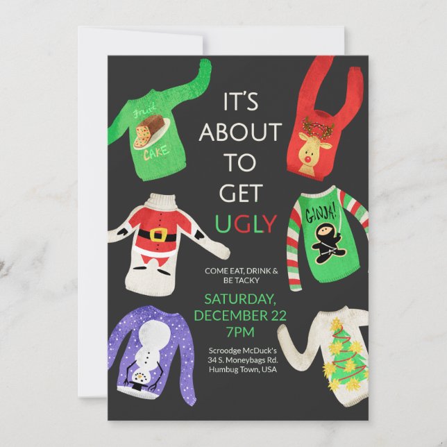 Ugly Sweater Christmas Party Invitation (Front)