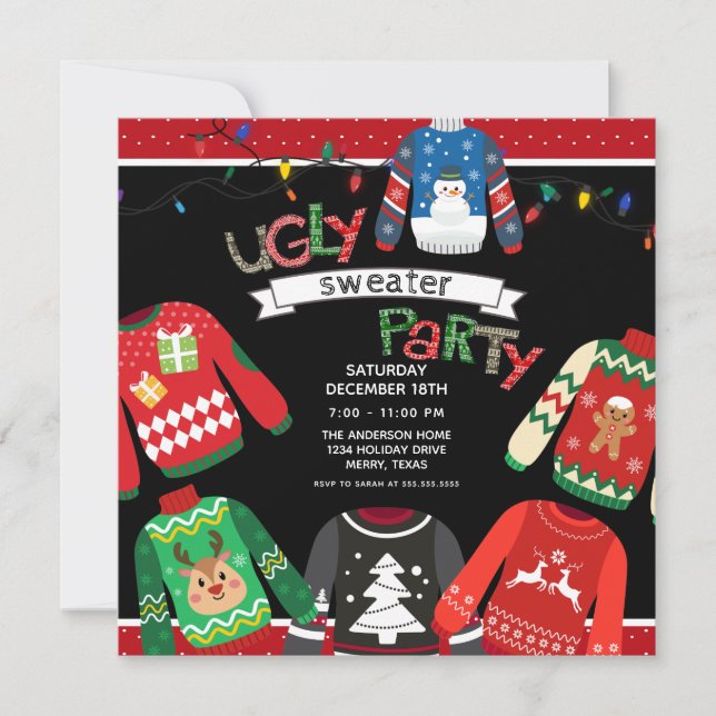 Ugly Sweater Christmas Party Invitation (Front)