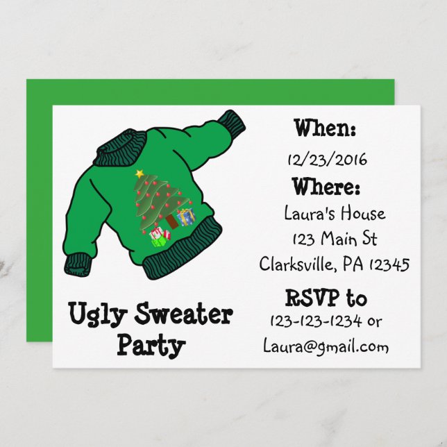 Ugly Sweater Christmas Party Invitation (Front/Back)
