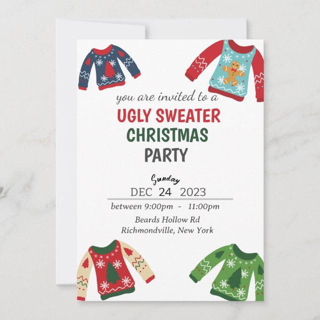Ugly Sweater Christmas Party Invitation (Front)