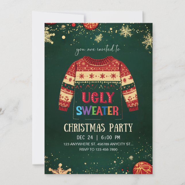 Ugly Sweater Christmas Party Invitation (Front)