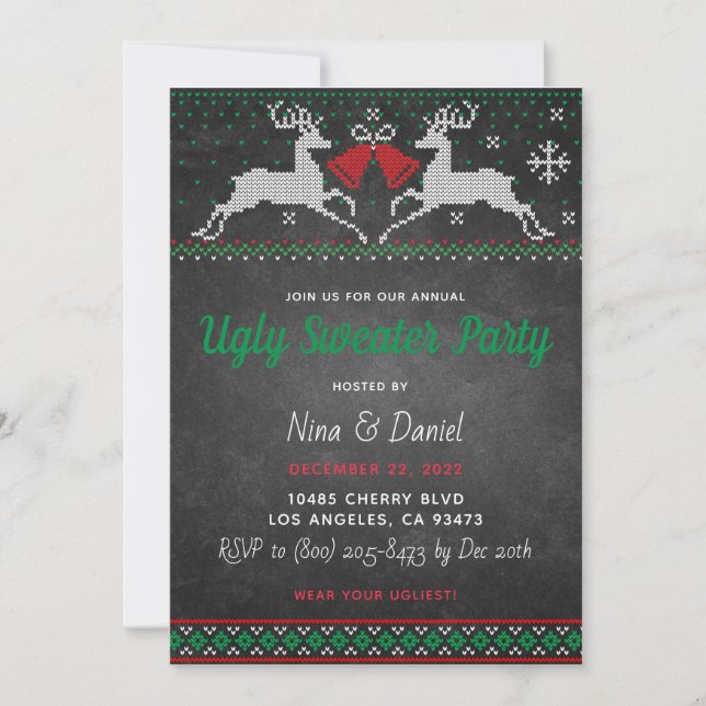 Ugly Sweater Christmas Party Invitation (Front)