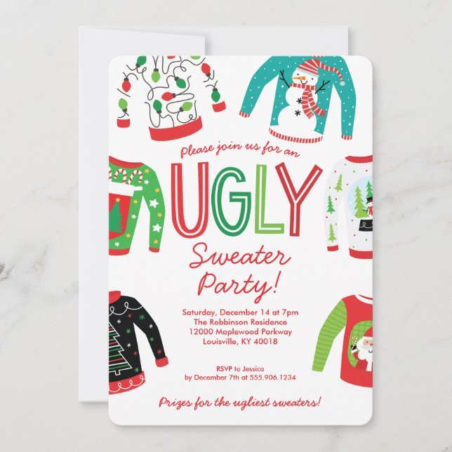 Ugly Sweater Christmas Party Invitation (Front)