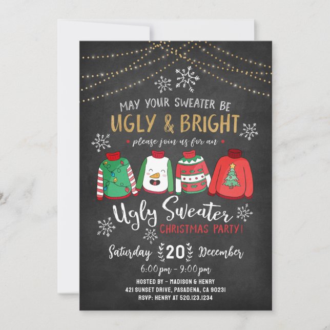 Ugly Sweater Christmas Party Invitation (Front)